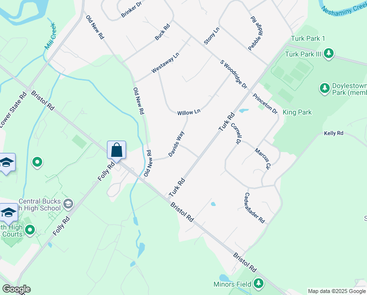 map of restaurants, bars, coffee shops, grocery stores, and more near 34 Linda Lane in Warrington