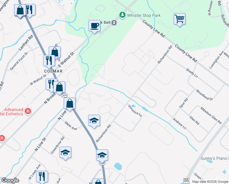 map of restaurants, bars, coffee shops, grocery stores, and more near 120 Crystal Road in Colmar