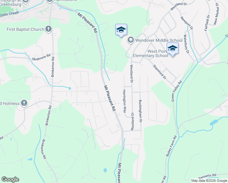map of restaurants, bars, coffee shops, grocery stores, and more near 1365 Mount Pleasant Road in Greensburg