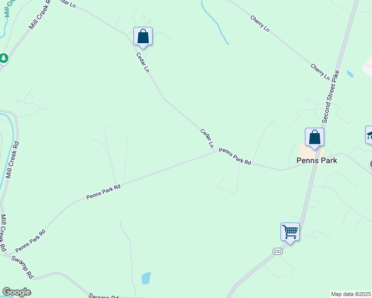 map of restaurants, bars, coffee shops, grocery stores, and more near 907 Penns Park Road in Newtown