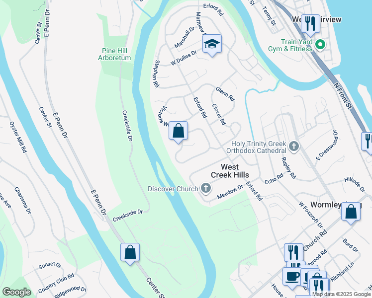 map of restaurants, bars, coffee shops, grocery stores, and more near 2 Carleton Court in Camp Hill