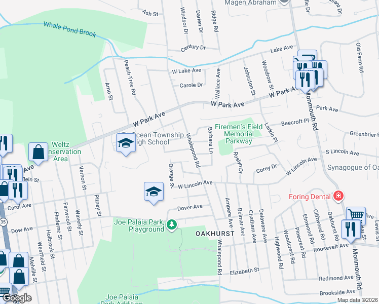 map of restaurants, bars, coffee shops, grocery stores, and more near 531 Lemon Court in Monmouth County