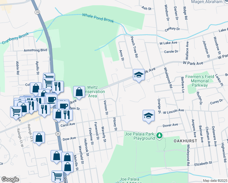 map of restaurants, bars, coffee shops, grocery stores, and more near 2028 Lesser Parkway in Monmouth County