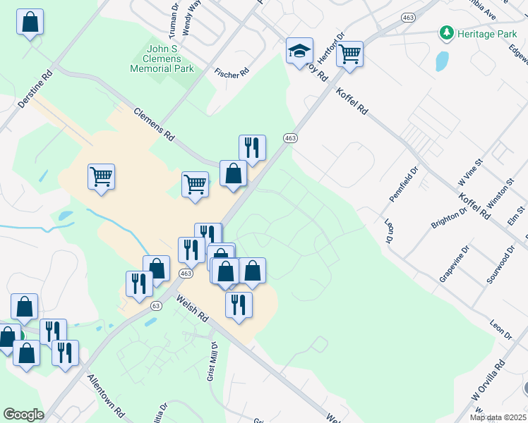 map of restaurants, bars, coffee shops, grocery stores, and more near 1024 Wright Street in Hatfield