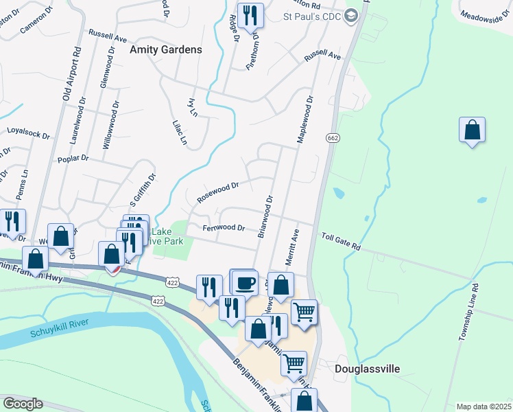 map of restaurants, bars, coffee shops, grocery stores, and more near 741 Nicholson Avenue in Douglassville