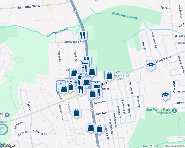 map of restaurants, bars, coffee shops, grocery stores, and more near 2116 Route 35 in Sea Girt