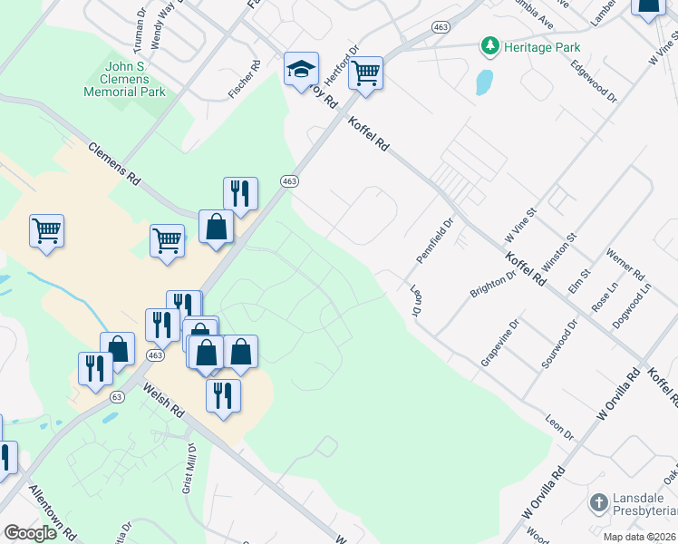 map of restaurants, bars, coffee shops, grocery stores, and more near 2298 McArthur Drive in Hatfield