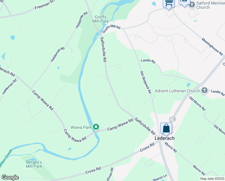 map of restaurants, bars, coffee shops, grocery stores, and more near 629 Salfordville Road in Harleysville