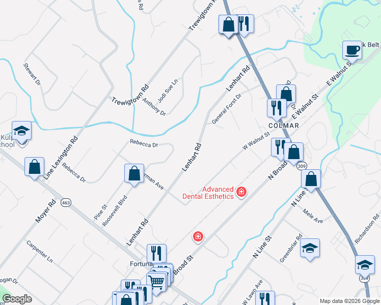 map of restaurants, bars, coffee shops, grocery stores, and more near 2509 Lenhart Road in Colmar
