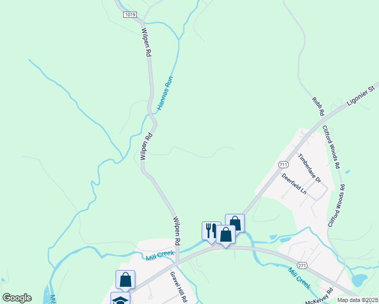 map of restaurants, bars, coffee shops, grocery stores, and more near Hoosier Way in Ligonier