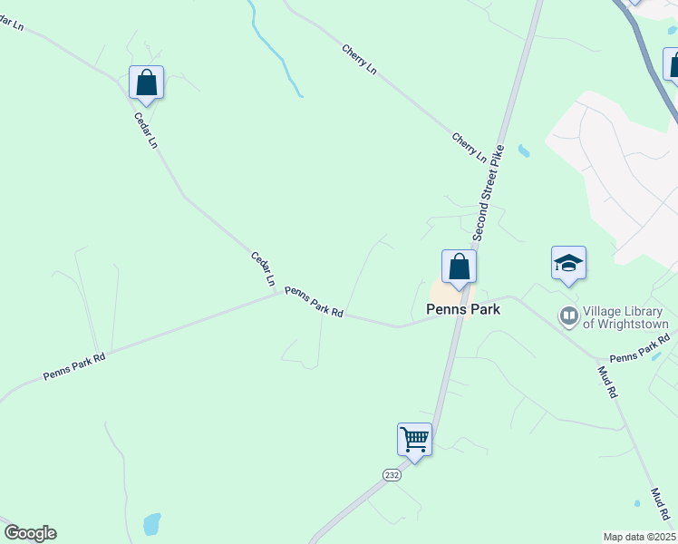map of restaurants, bars, coffee shops, grocery stores, and more near 855 Penns Park Road in George School