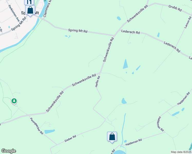 map of restaurants, bars, coffee shops, grocery stores, and more near 641 Heflin Road in Schwenksville