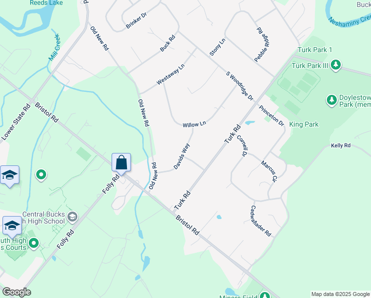 map of restaurants, bars, coffee shops, grocery stores, and more near 122 Davids Way in Warrington