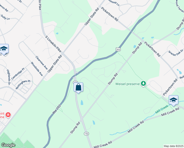 map of restaurants, bars, coffee shops, grocery stores, and more near 124 Billingsley Drive in Chalfont