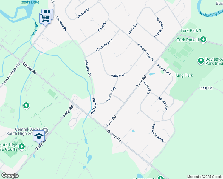 map of restaurants, bars, coffee shops, grocery stores, and more near 122 Davids Way in Warrington