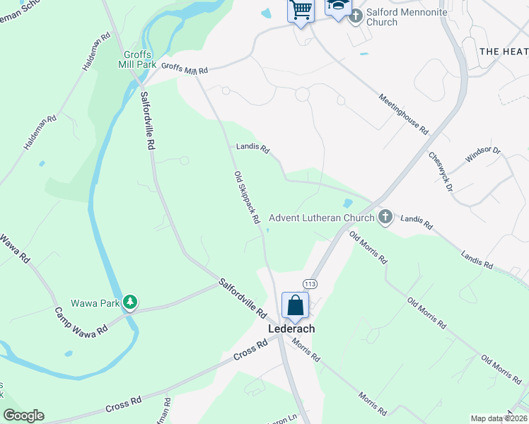 map of restaurants, bars, coffee shops, grocery stores, and more near 571 Old Skippack Road in Harleysville