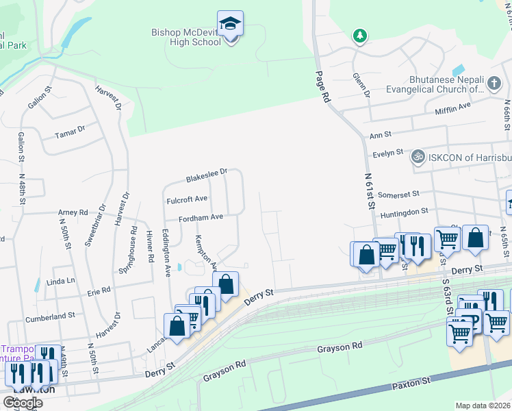 map of restaurants, bars, coffee shops, grocery stores, and more near 313 Lincoln Avenue in Harrisburg