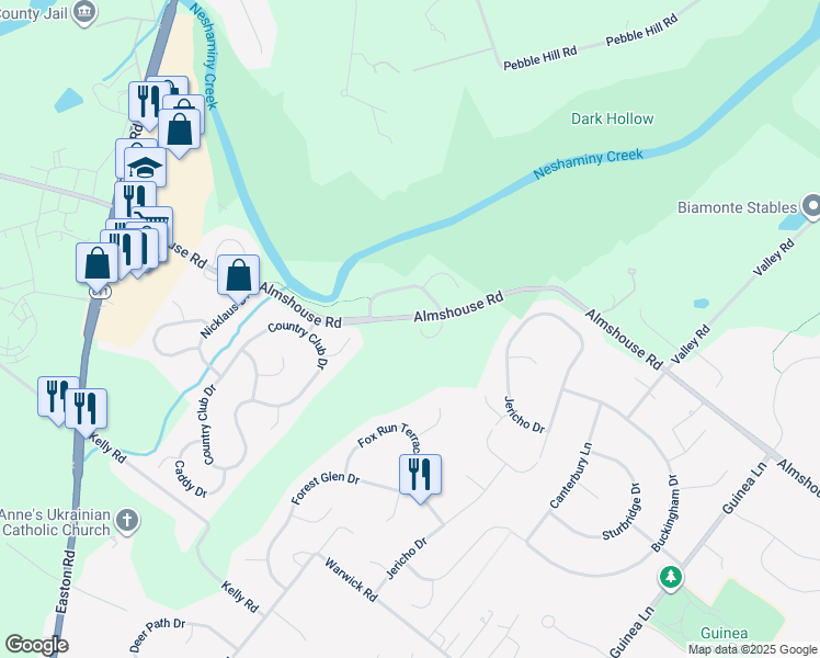 map of restaurants, bars, coffee shops, grocery stores, and more near 2003 Par Drive in Doylestown