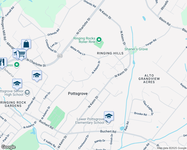 map of restaurants, bars, coffee shops, grocery stores, and more near in Pottstown