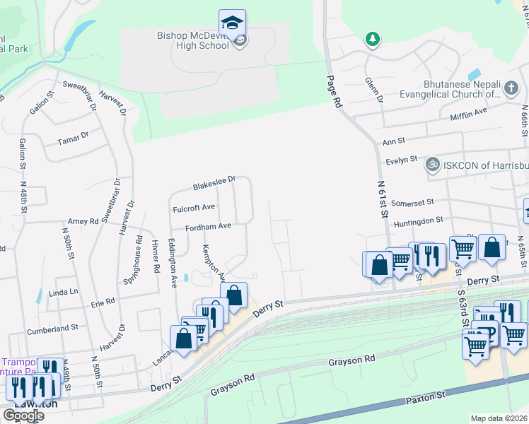 map of restaurants, bars, coffee shops, grocery stores, and more near 313 Lincoln Avenue in Harrisburg