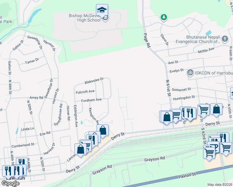 map of restaurants, bars, coffee shops, grocery stores, and more near 313 Lincoln Avenue in Harrisburg