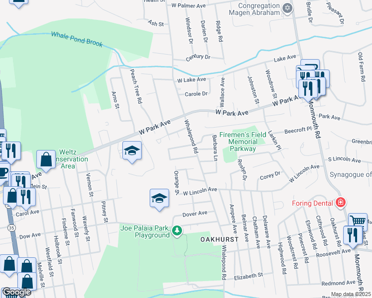 map of restaurants, bars, coffee shops, grocery stores, and more near 2 Phoenix Parkway in Monmouth County