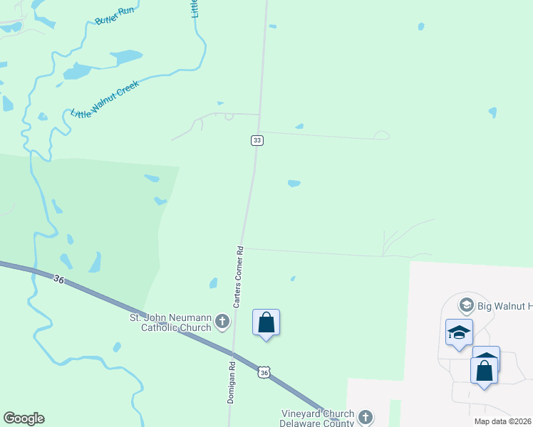 map of restaurants, bars, coffee shops, grocery stores, and more near 820 Carters Corner Road in Sunbury