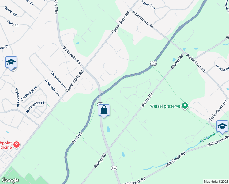 map of restaurants, bars, coffee shops, grocery stores, and more near 124 Billingsley Drive in Chalfont