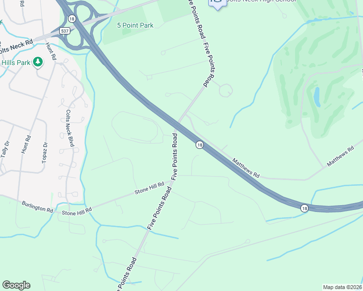 map of restaurants, bars, coffee shops, grocery stores, and more near 141 Five Points Road in Monmouth County