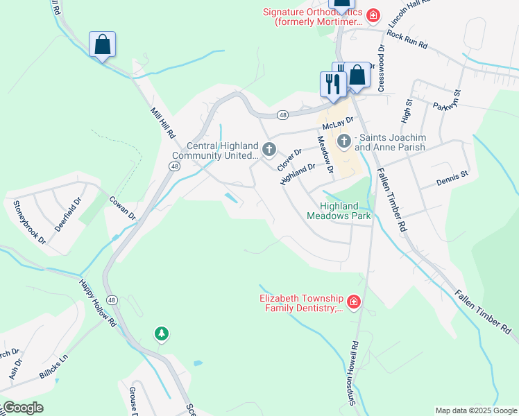 map of restaurants, bars, coffee shops, grocery stores, and more near 314 Jenkins Drive in Elizabeth