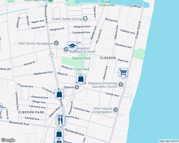map of restaurants, bars, coffee shops, grocery stores, and more near 1173 Lincoln Court in Long Branch
