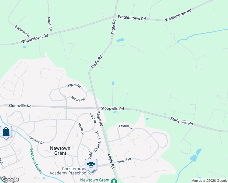 map of restaurants, bars, coffee shops, grocery stores, and more near 220 Stoopville Road in Newtown