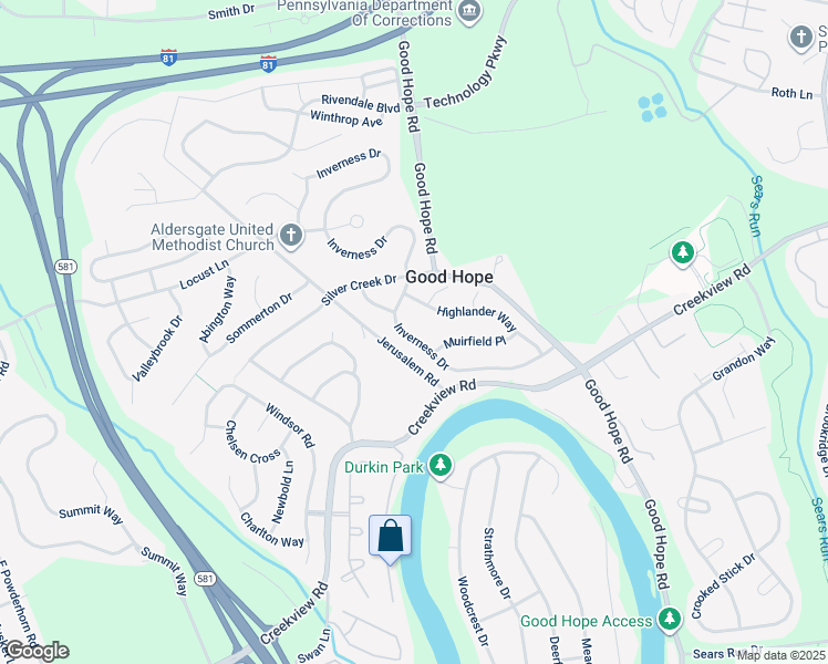 map of restaurants, bars, coffee shops, grocery stores, and more near 5104 Inverness Drive in Mechanicsburg