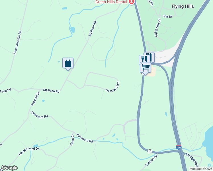map of restaurants, bars, coffee shops, grocery stores, and more near 11 Hessian Boulevard in Reading