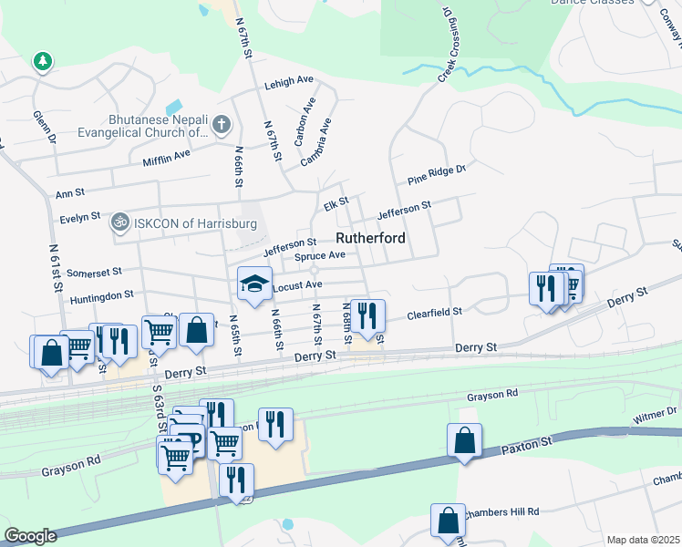 map of restaurants, bars, coffee shops, grocery stores, and more near 6755 Somerset Street in Harrisburg
