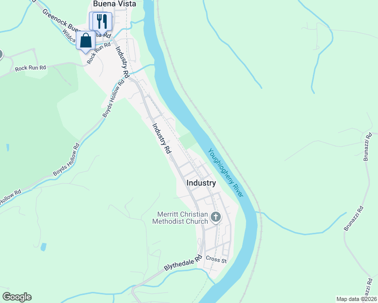 map of restaurants, bars, coffee shops, grocery stores, and more near 433 Maria Street in Buena Vista