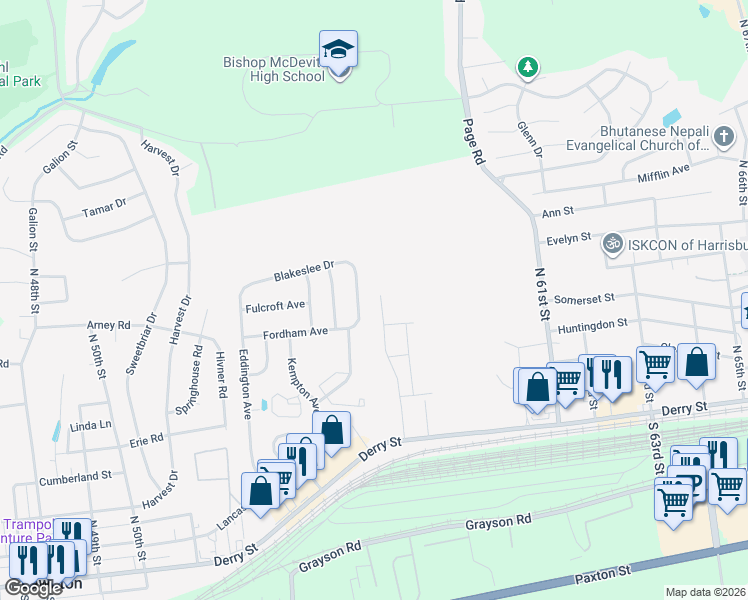map of restaurants, bars, coffee shops, grocery stores, and more near 313 Lincoln Avenue in Harrisburg
