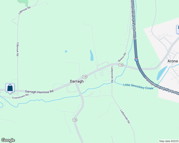 map of restaurants, bars, coffee shops, grocery stores, and more near 3251 Pennsylvania 136 in Irwin