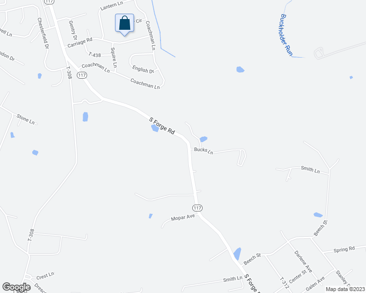 map of restaurants, bars, coffee shops, grocery stores, and more near 2029 South Forge Road in Palmyra