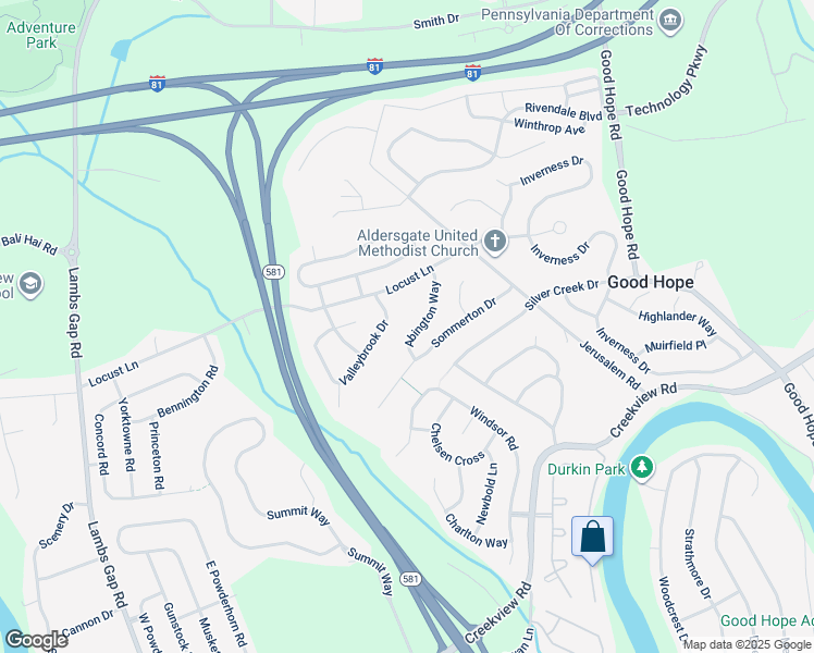 map of restaurants, bars, coffee shops, grocery stores, and more near 1315 Abington Way in Mechanicsburg