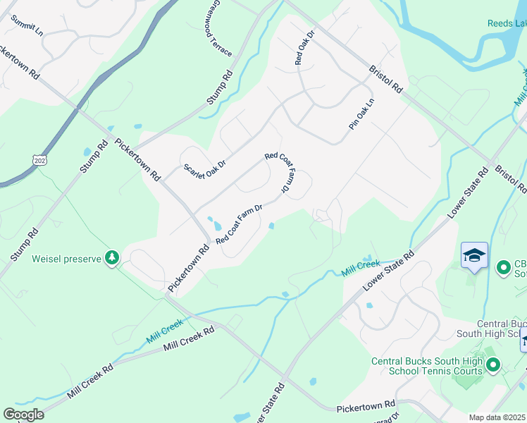 map of restaurants, bars, coffee shops, grocery stores, and more near 3474 Pond View Drive in Chalfont