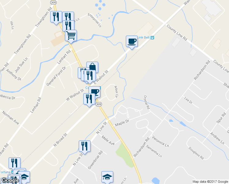 map of restaurants, bars, coffee shops, grocery stores, and more near 30 Arbor Circle in Colmar