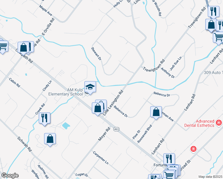map of restaurants, bars, coffee shops, grocery stores, and more near 717 Thatcher Lane in Hatfield