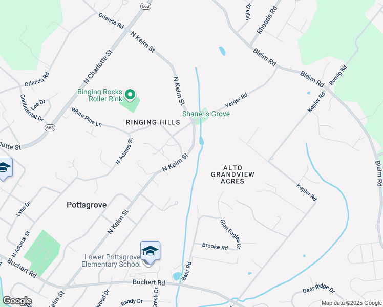 map of restaurants, bars, coffee shops, grocery stores, and more near 1828 N Keim St in Pottstown