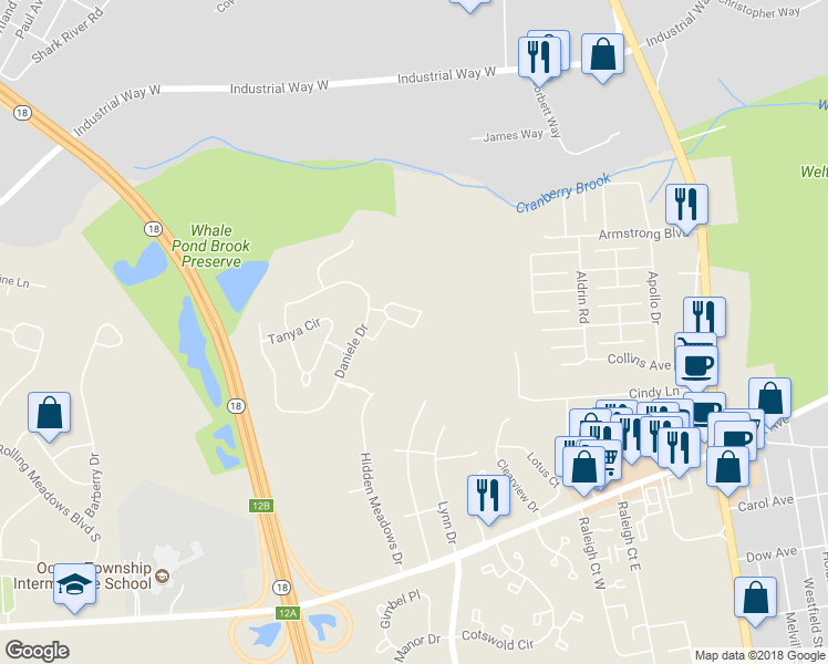 map of restaurants, bars, coffee shops, grocery stores, and more near 400 Stacey Drive in Monmouth County