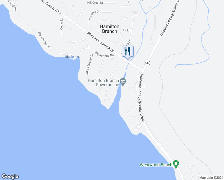 map of restaurants, bars, coffee shops, grocery stores, and more near 3728 Lake Almanor Drive in Hamilton Branch