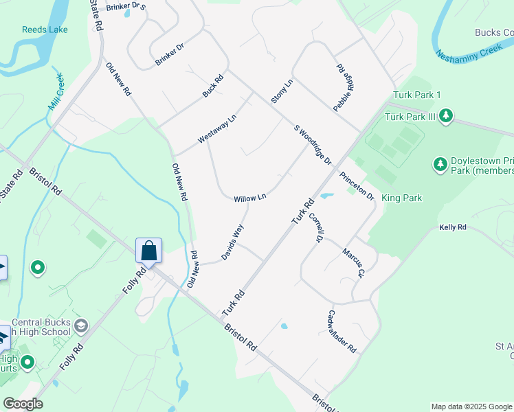map of restaurants, bars, coffee shops, grocery stores, and more near 94 Willow Lane in Warrington