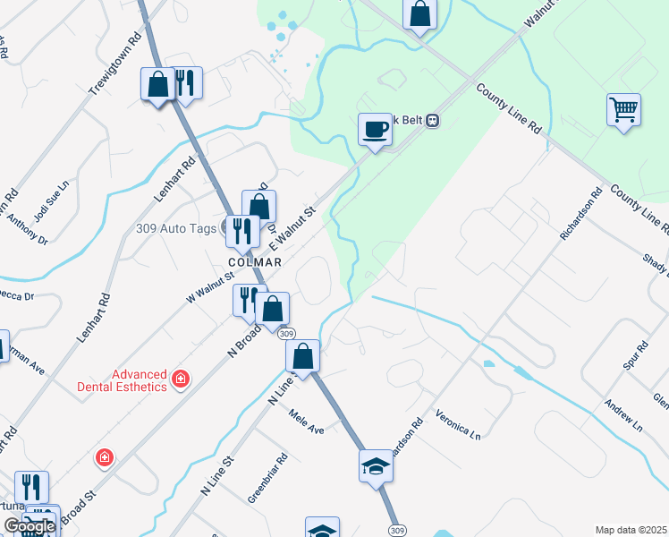 map of restaurants, bars, coffee shops, grocery stores, and more near 51 Arbor Circle in Montgomery County