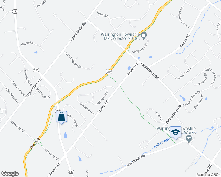 map of restaurants, bars, coffee shops, grocery stores, and more near 161 Billingsley Drive in Chalfont