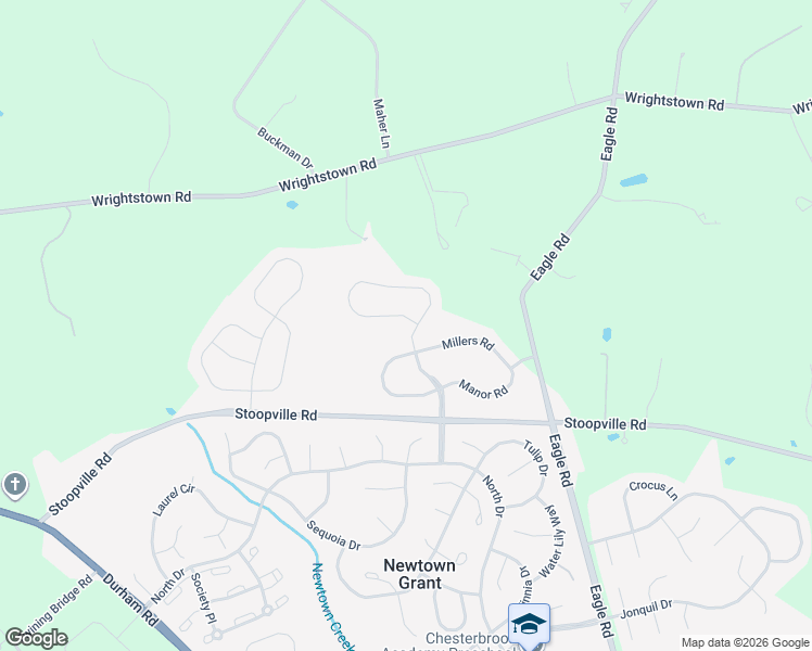 map of restaurants, bars, coffee shops, grocery stores, and more near 1 Eagleton Farm Road in Newtown